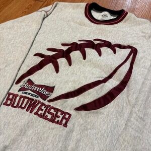 Budweiser Men's Sweatshirt Vintage Embroidered Football 90s Size Large